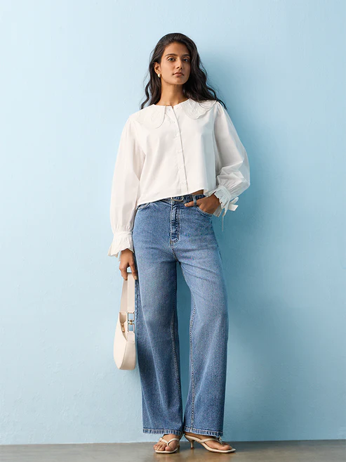 LOV Light Blue High-Rise Jeans with Belt